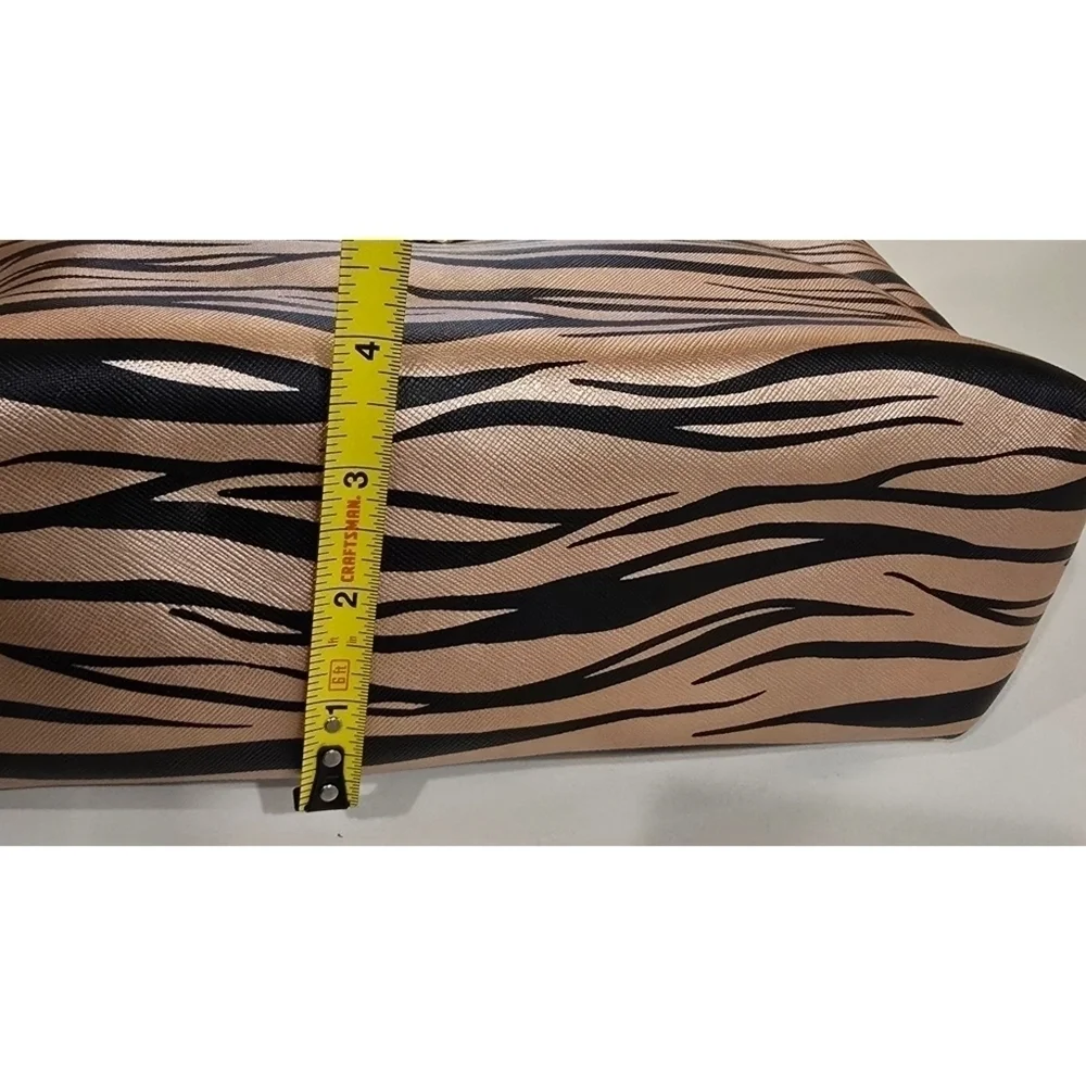 Betsey Johnson Gold & Black Zebra Print Cosmetic Makeup Bag